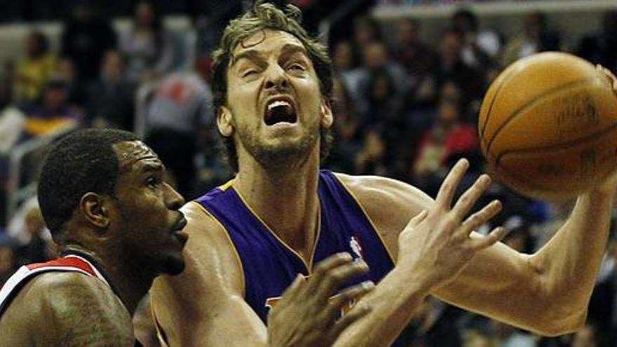 Pau Gasol, en un momento del partido Lakers-Wizards.