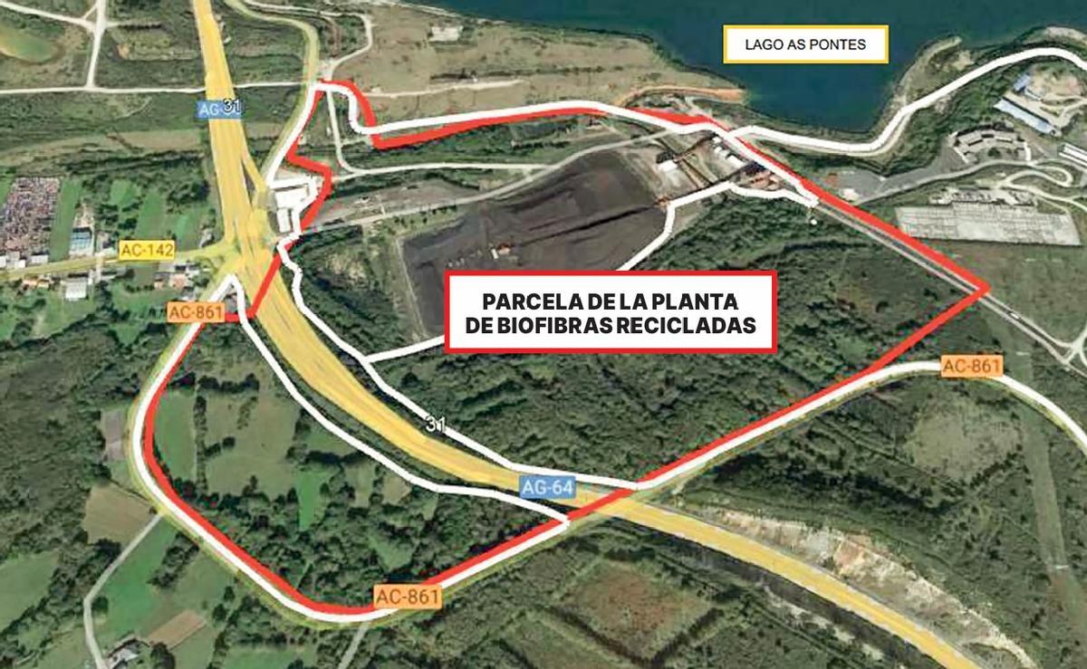 Ubicación de la futura bioplanta de Ence en As Pontes.