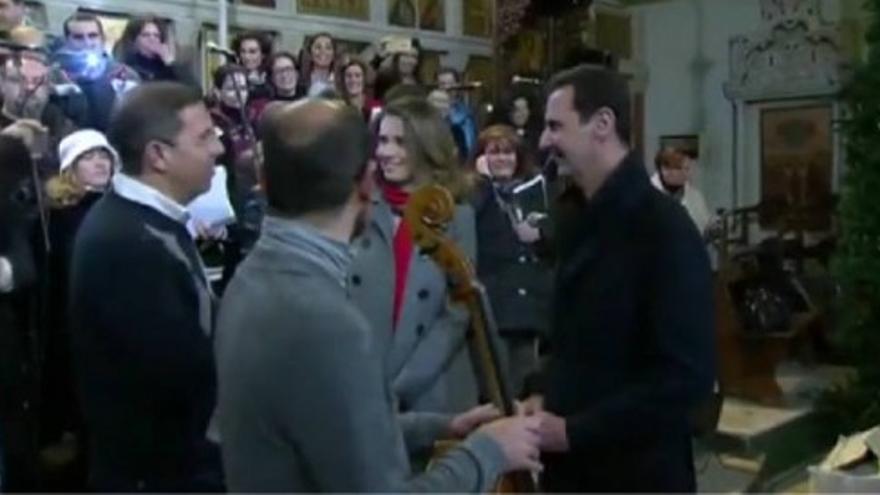 Visita fugaz de Al Assad a una iglesia en Damasco