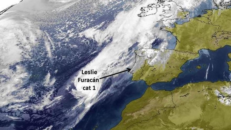 Situación del huracán Leslie, según Meteogalicia