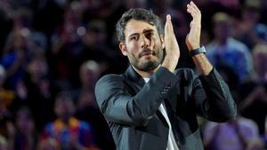 Álex Abrines, recibiendo la ovación del Palau