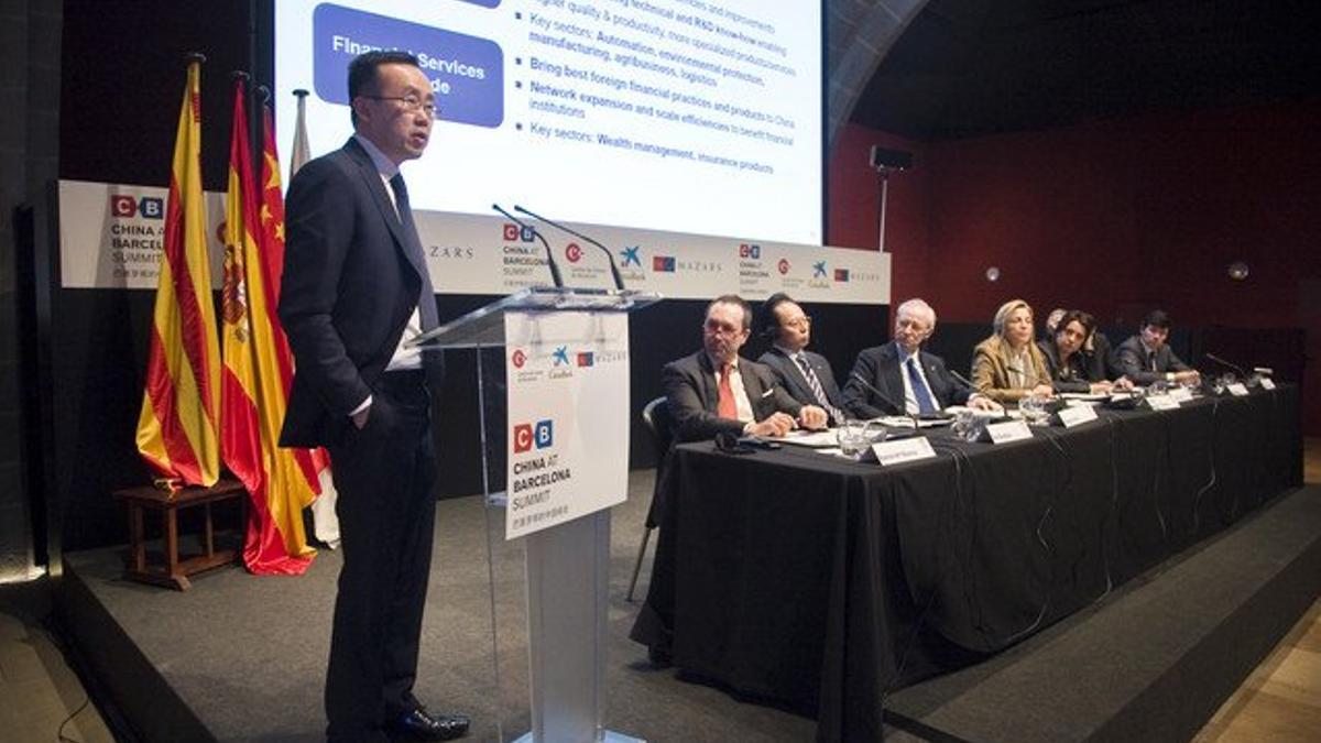 Patrick Zhong, durante su intervención en un encuentro empresarial en Barcelona.