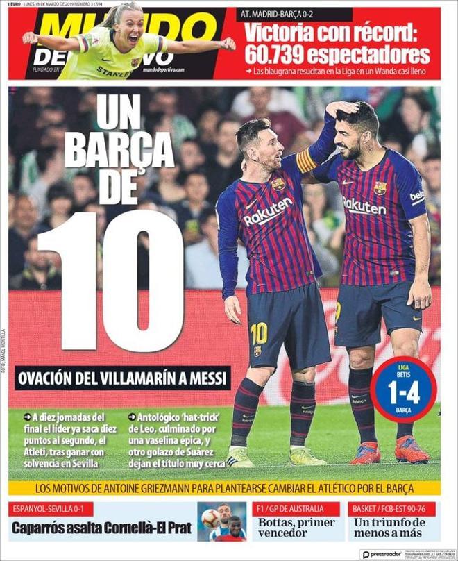 Portada de Mundo Deportivo del 18 de marzo