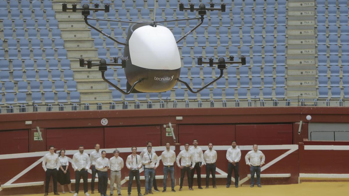 Presentación del prototipo de aerotaxi en la plaza de toros de San Sebastián, en 2019