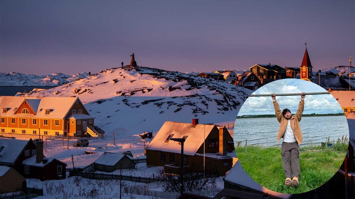 Vistas de Nuuk, la capital de Groenlandia. En la  imagen pequeña,  Ricard  Peña, periodista experto en la isla.