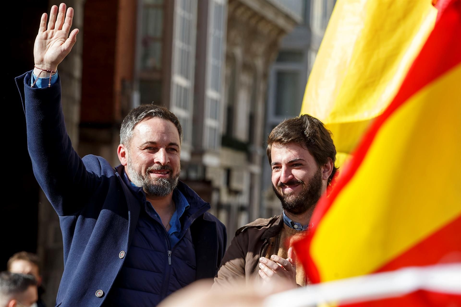 El líder de Vox, Santiago Abascal, junto al vicepresidente de la Junta de Castilla y León, Juan García-Gallardo.