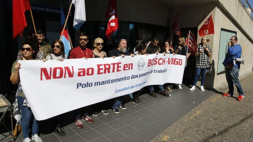La plantilla de Bosch en Vigo protesta por el ERTE