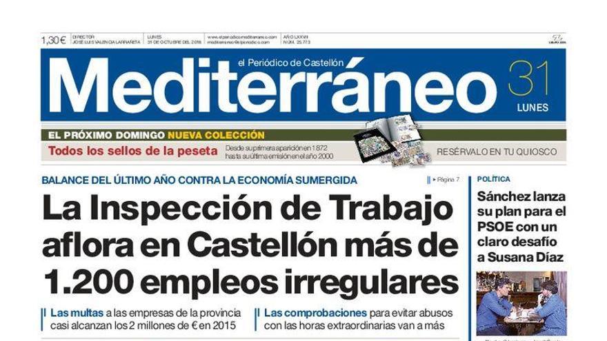 Sánchez lanza su plan con un desafío a Díaz, en la portada de Mediterráneo