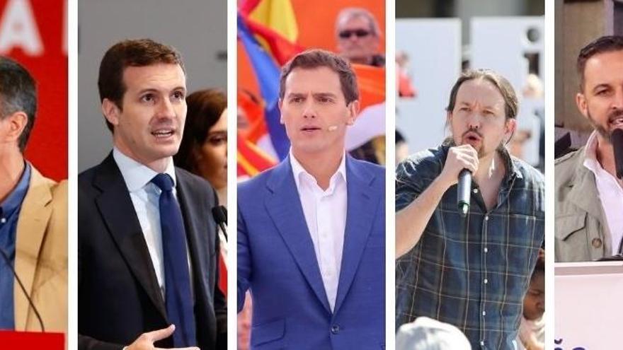 Los candidatos de los cinco principales partidos.