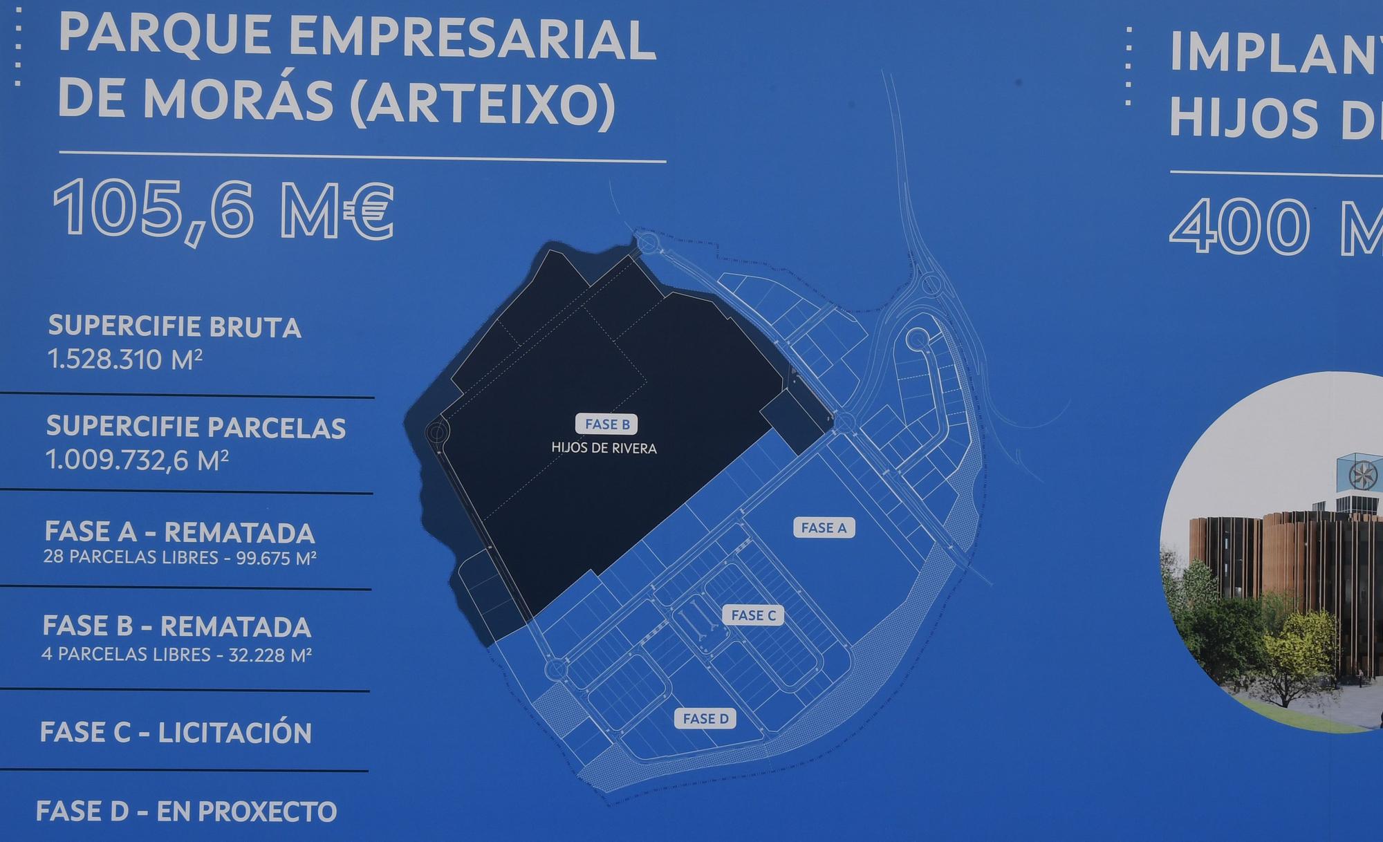 Primera piedra de la nueva fábrica de Estrella Galicia en Morás (Arteixo)