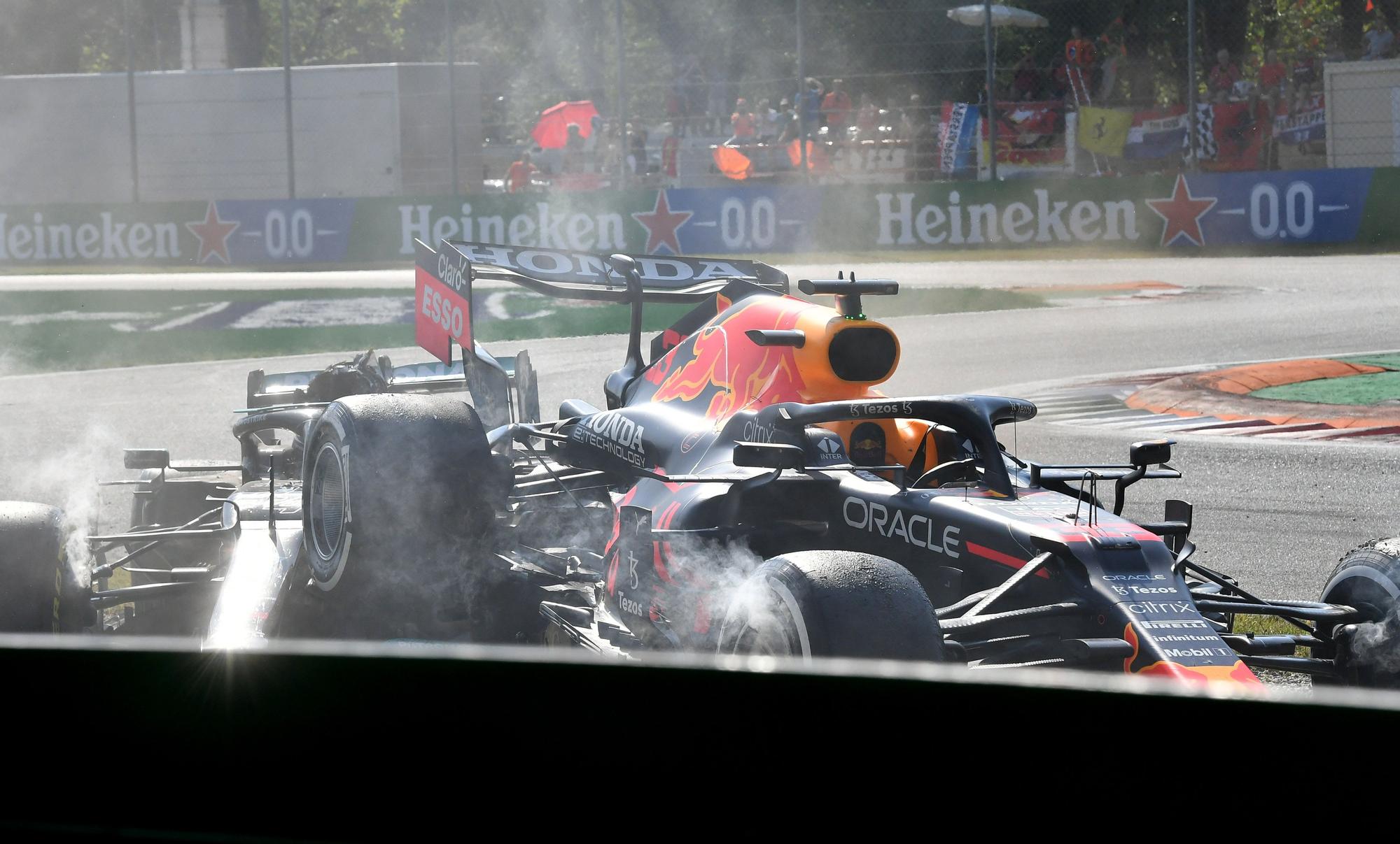 El accidente entre Verstappen y Hamilton en el GP de Italia