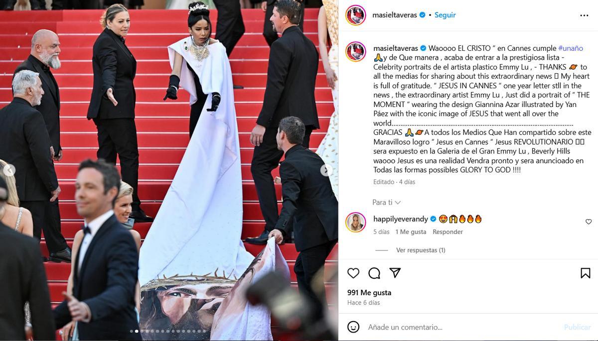 la actriz Massiel Taveras montó un cristo en Cannes, el año pasado.