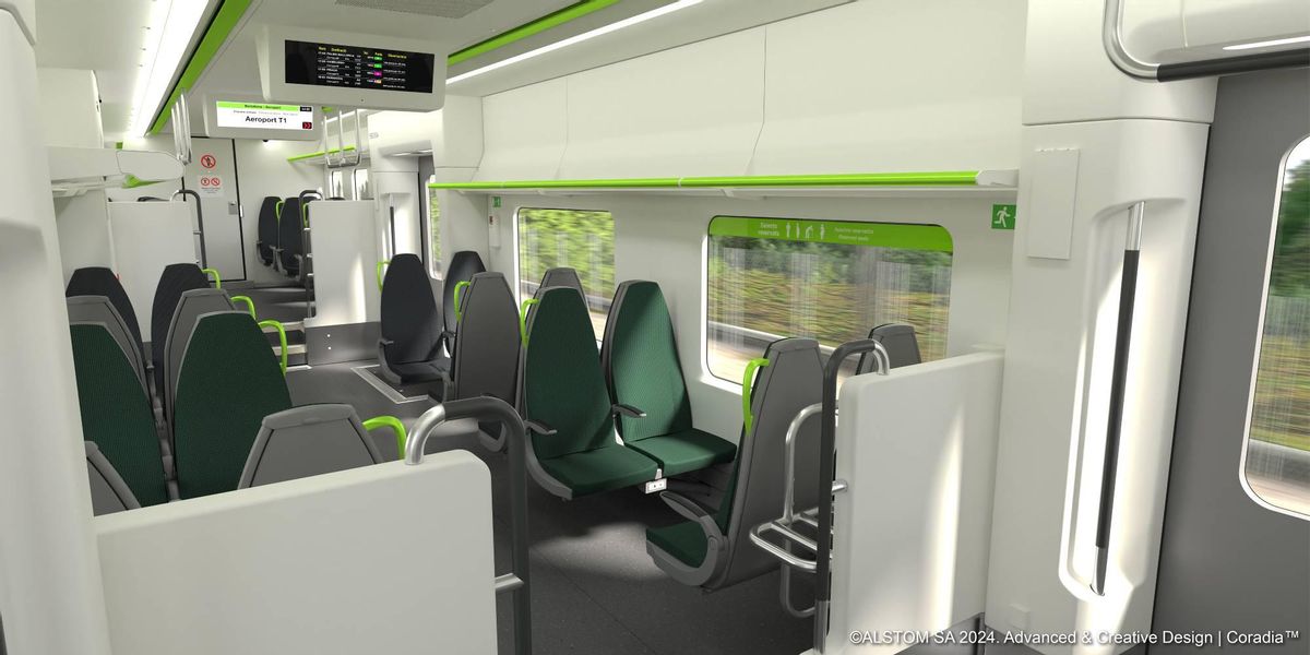 Interior de los futuros trenes lanzadera al Aeropuerto de Barcelona