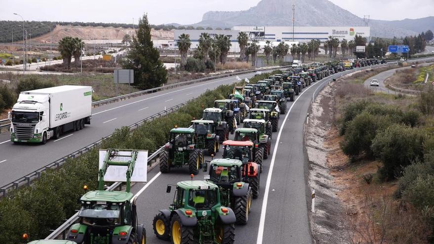 Protesta de agricultores y ganaderos este jueves en Málaga.