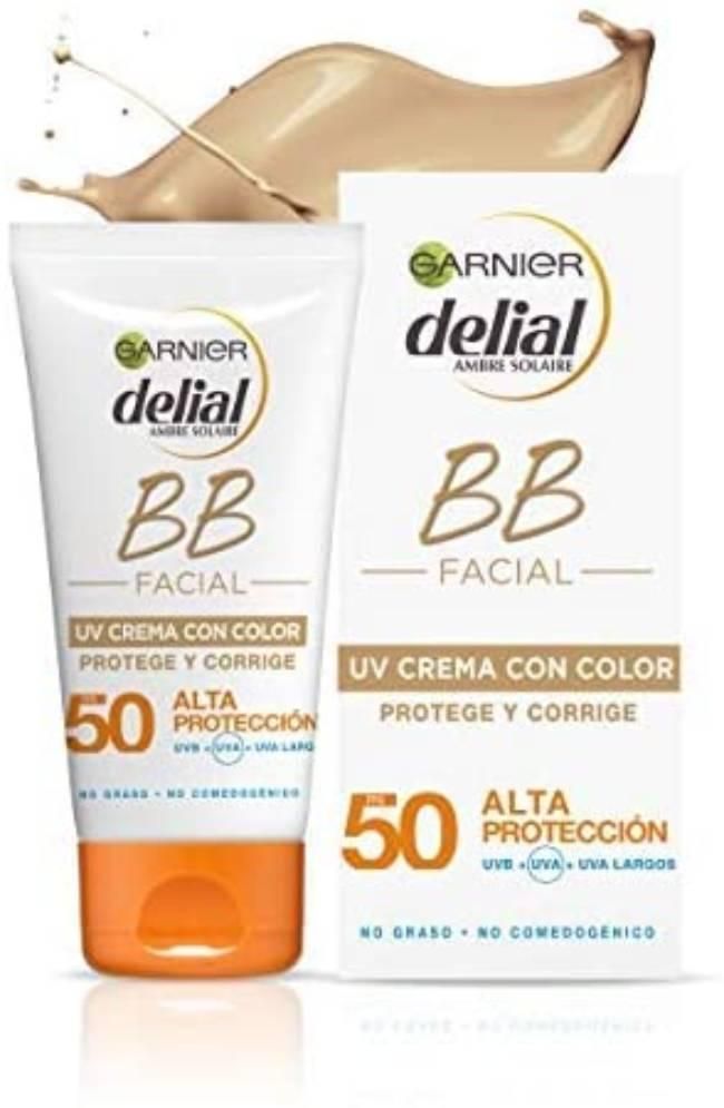 Garnier Delial BB Sun Crema de Protección Solar con Color para Rostro y Escote