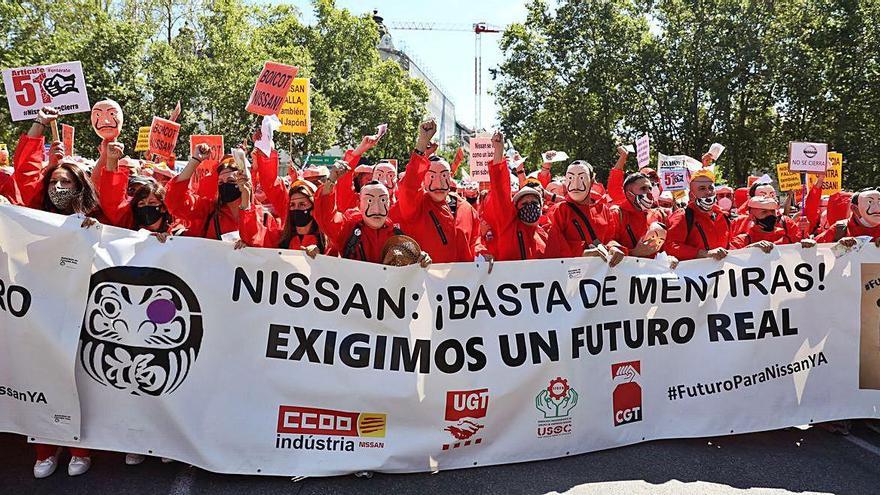 Protesta de empleados de Nisan este mes.