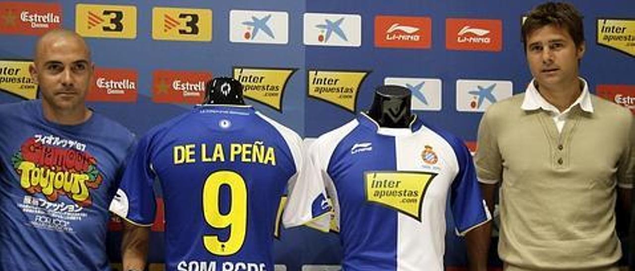 Iván de la Peña y Mauricio Pochettino, que jugaron juntos en el Espanyol, tienen ahora dos hijos en el Nàstic.