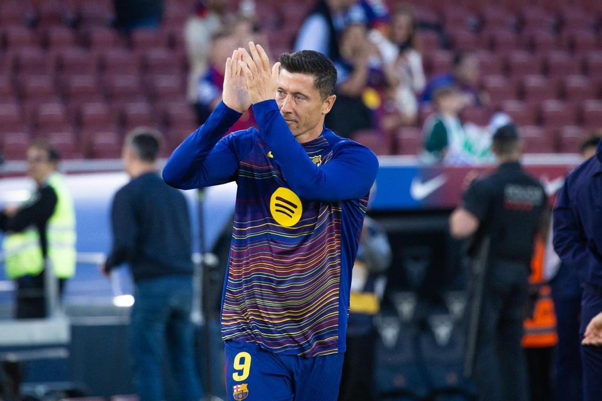 Robert Lewandowski, antes de jugar su último partido con el Barça en el Camp Nou