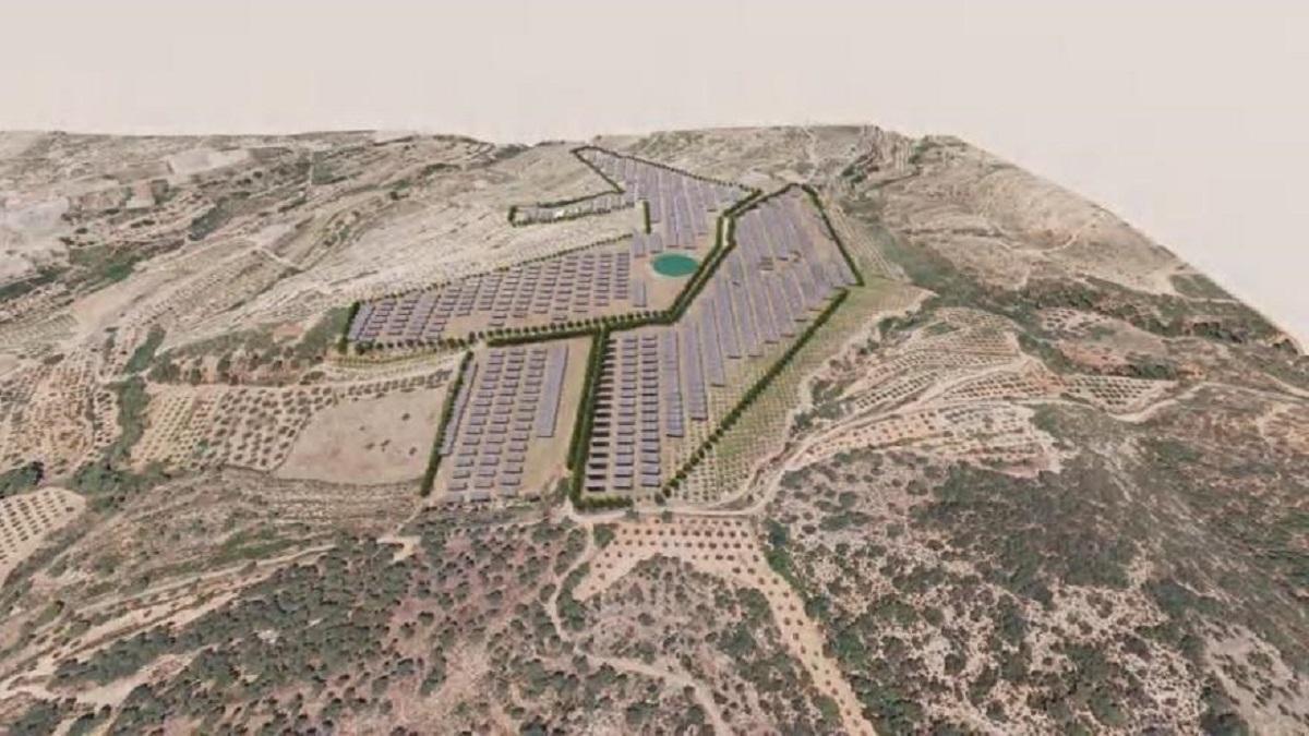 Recreación de la planta solar promovida entre Agullent y Benissoda.
