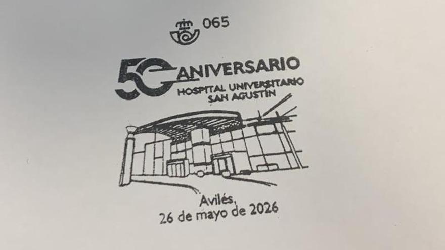 Un sello personalizado para celebrar el medio siglo de vida del Hospital San Agustín de Avilés