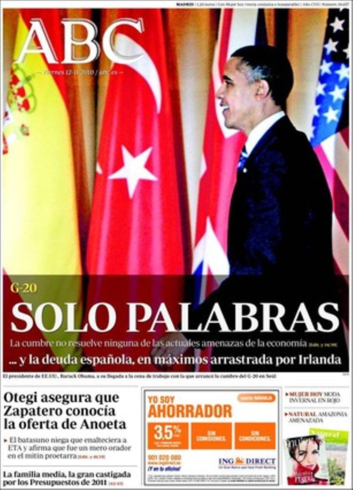 ’Abc’ destaca a més que Aznar defensa l’exigència de fer efectiva la derrota d’ETA i entrevista Rafael Sánchez, portaveu de les entitats de gestió: El cànon viurà mentre els fabricants es beneficiïn per fer còpies pirates.