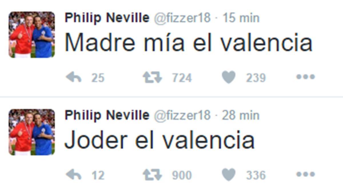 La reacción de Phil Neville a lo que sucedía en el Valencia-Celta