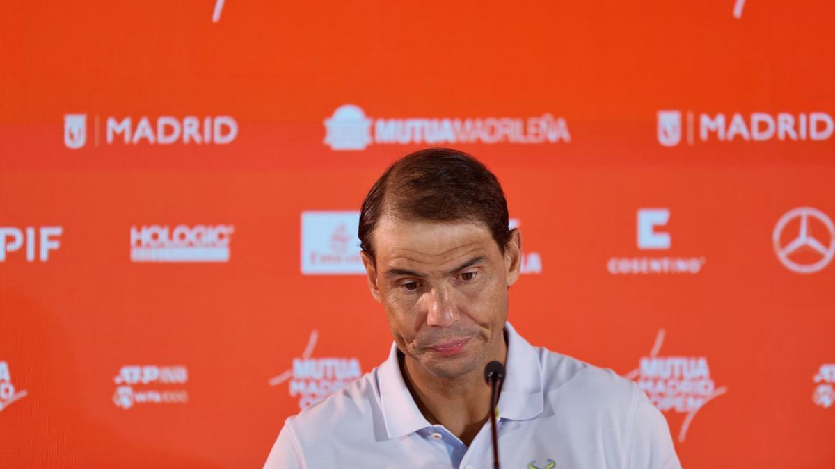 Rafa Nadal, en la rueda de prensa del Mutua Madrid Open.
