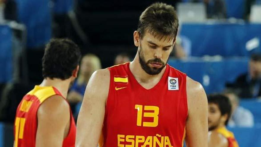 Marc Gasol durante el partido disputado ante Grecia.