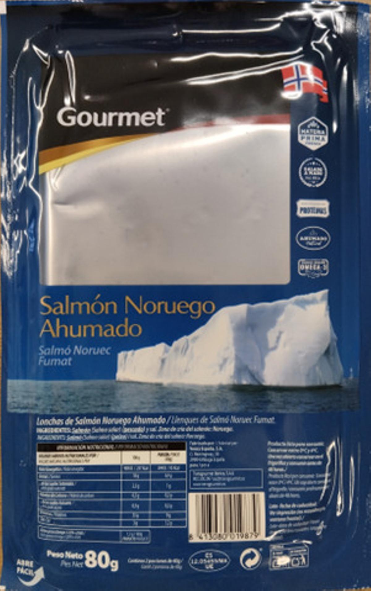 Salmón noruego ahumado de la marca Gourmet