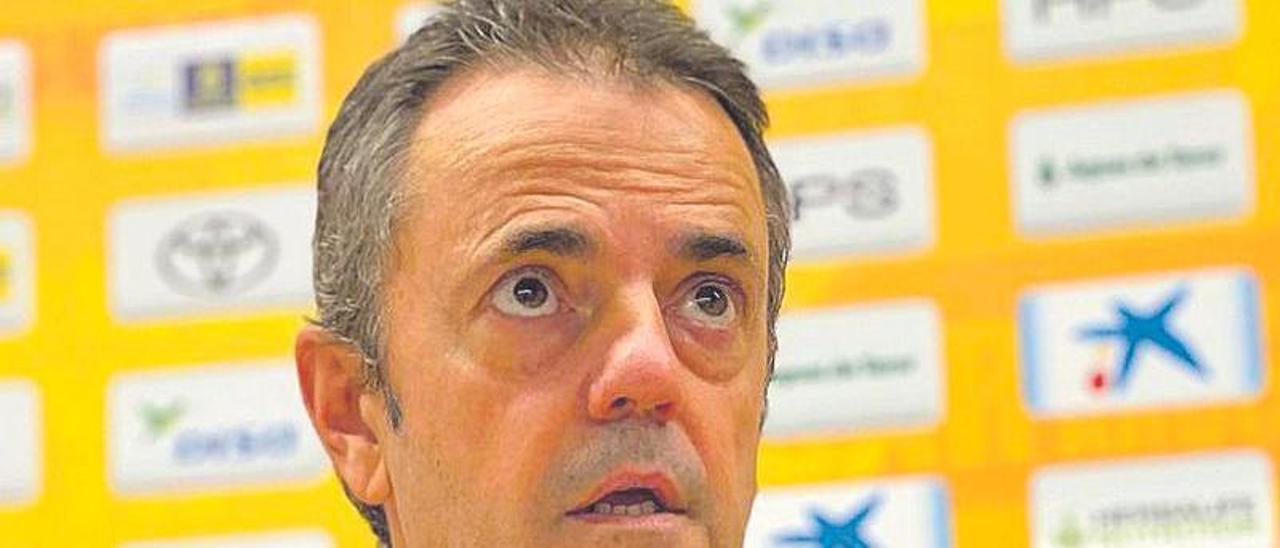 Porfi Fisac, entrenador del CB Gran Canaria, en sala de prensa.