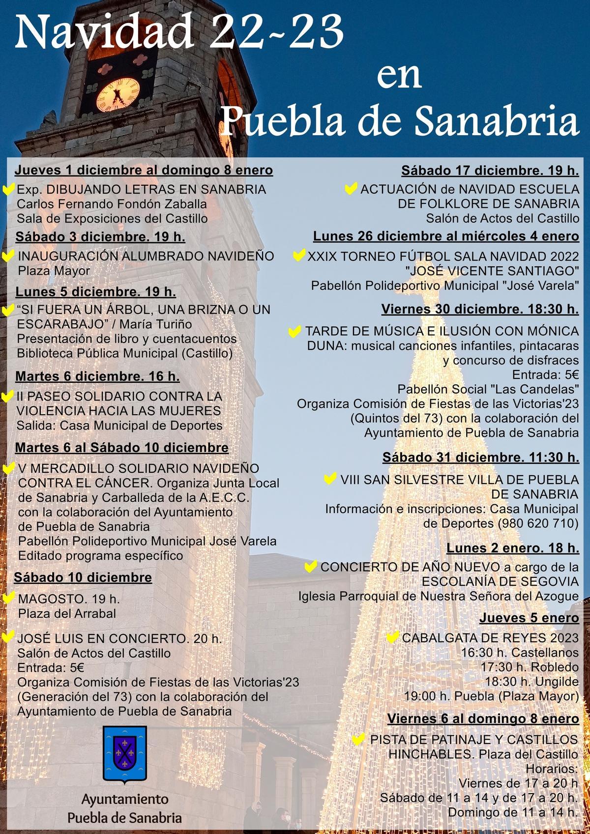 Programa de fiestas navideñas en Puebla de Sanabria.