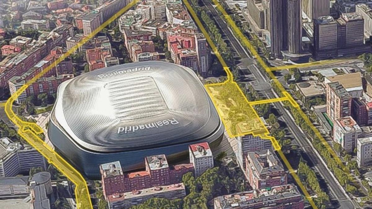 Recreación del lugar que ocuparán los aparcamientos junto al estadio del Real Madrid.