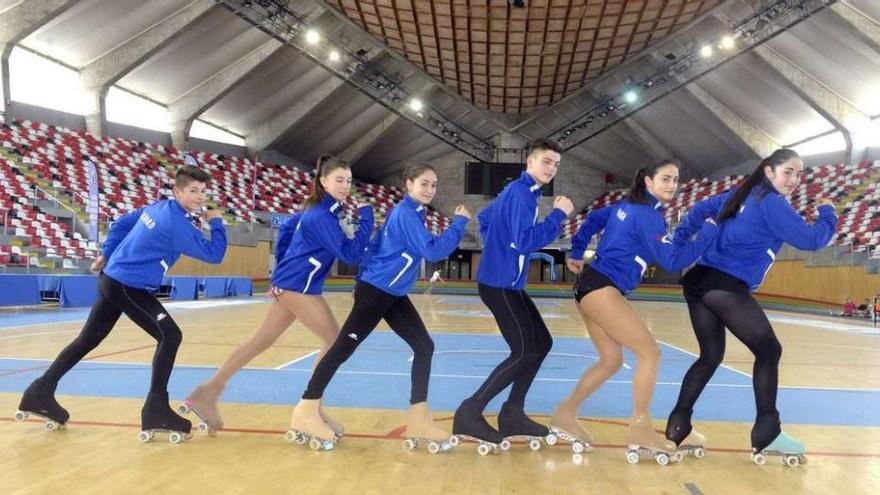 Los seis patinadores del Maxia que competirán este fin de semana en el Campeonato de España cadete.