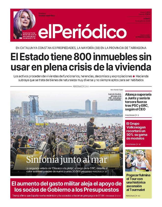 La portada de EL PERIÓDICO del 10 de julio de 2026