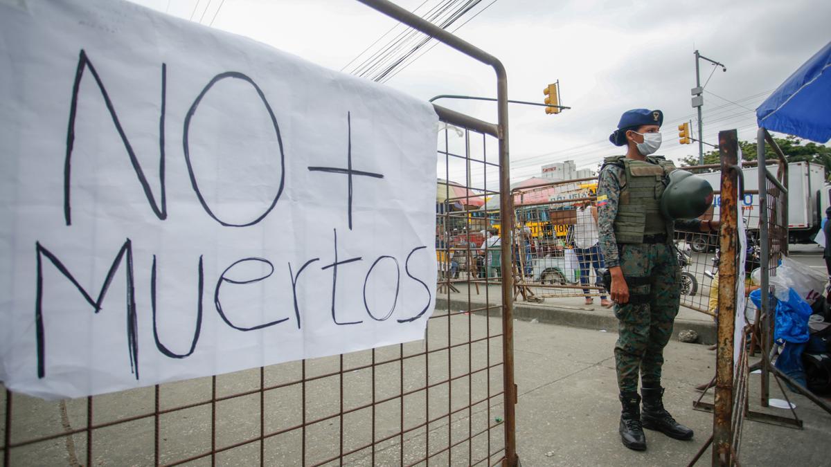 Un cartel en una cárcel ecuatoriana.