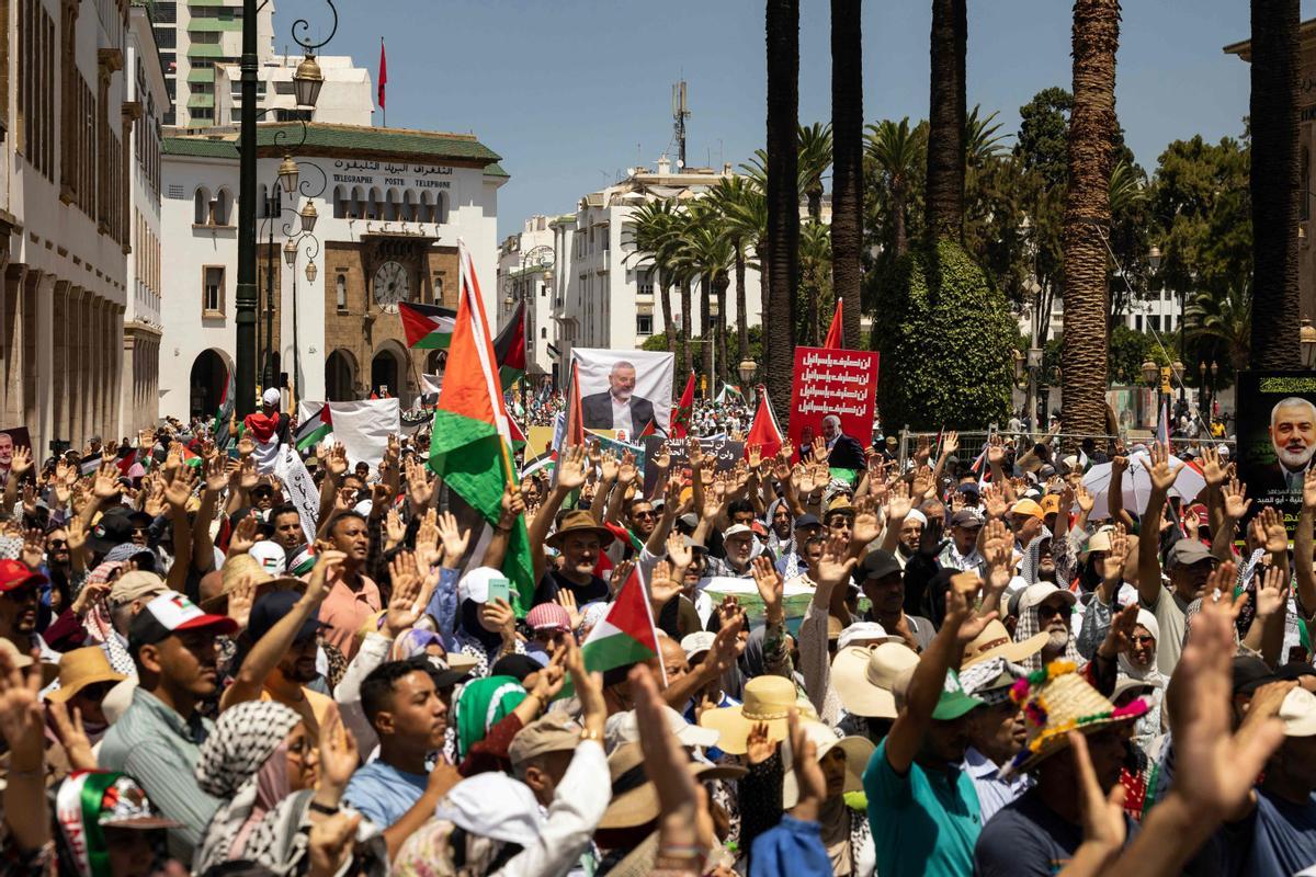 Rabat sale a la calle en apoyo del líder de Hamas asesinado por Israel