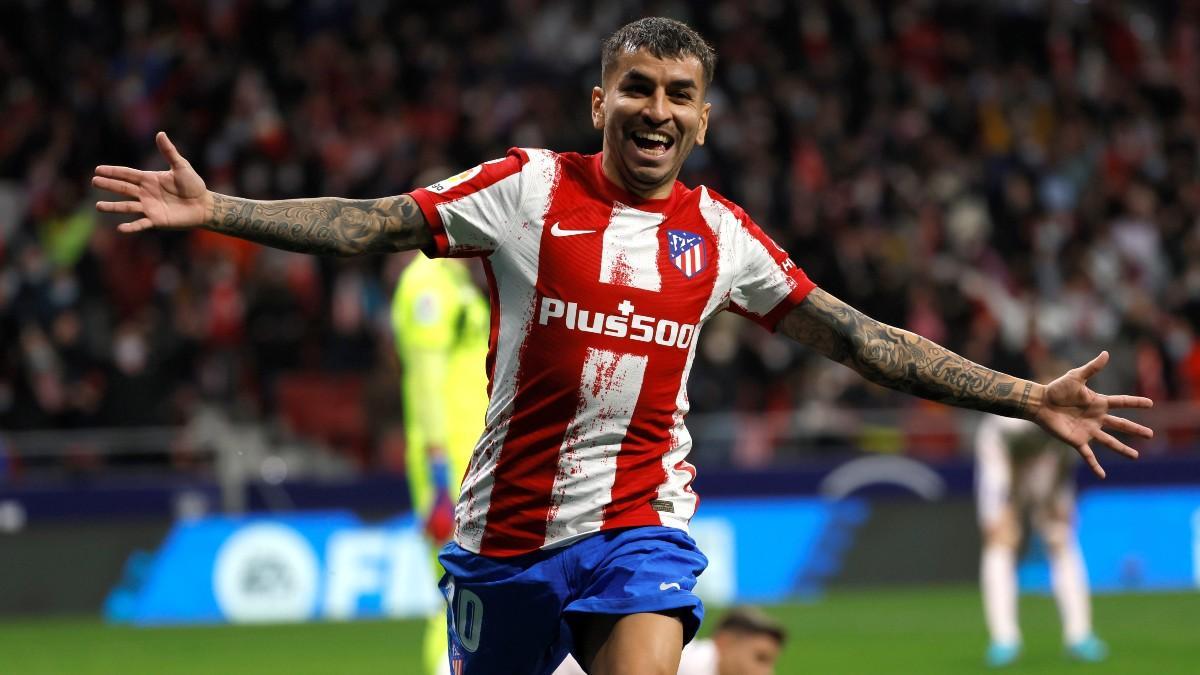 Ángel Correa festeja uno de sus dos goles al Getafe