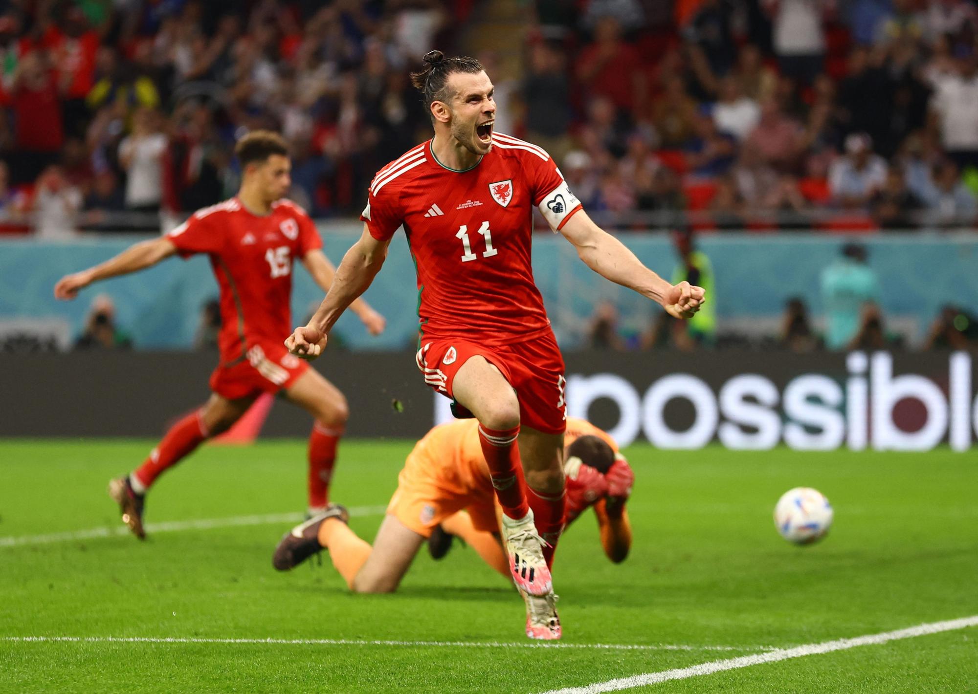 Gareth Bale celebra su gol ante EEUU.