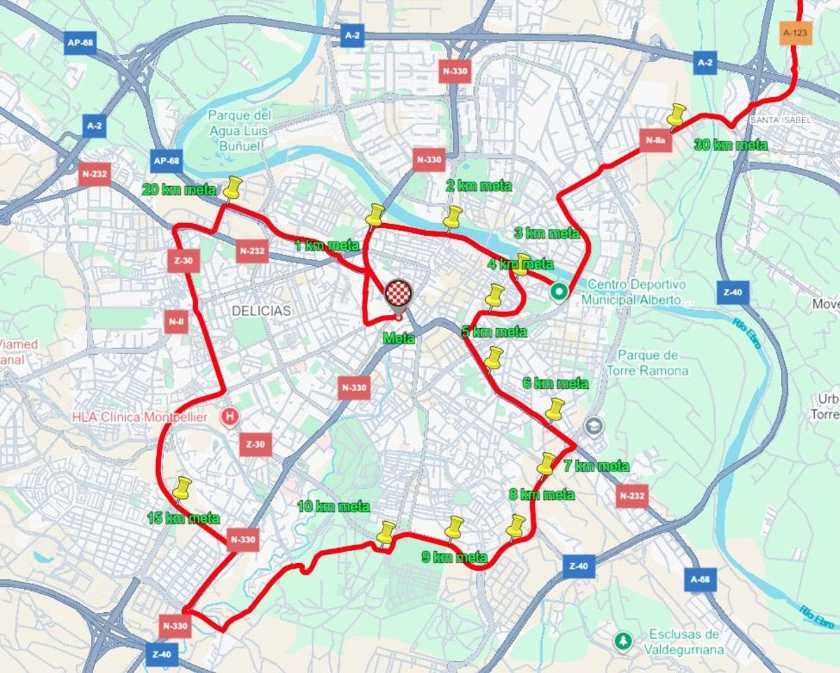 Recorrido de la etapa en Zaragoza en la Vuelta a España 2025