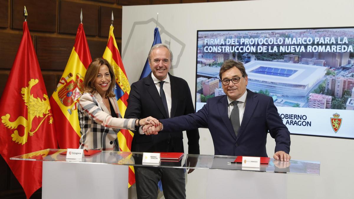 Firman el protocolo marco para la construcción del nuevo estadio de fútbol de La Romareda.