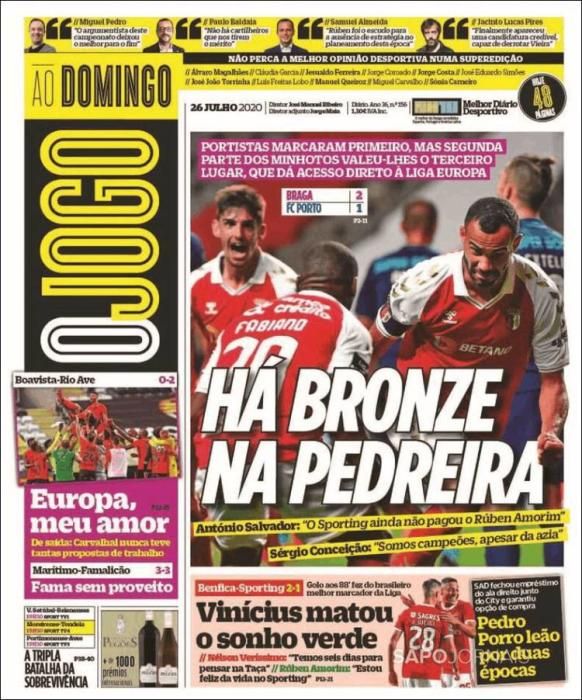 Portada O JOGO domingo 26 julio 2020