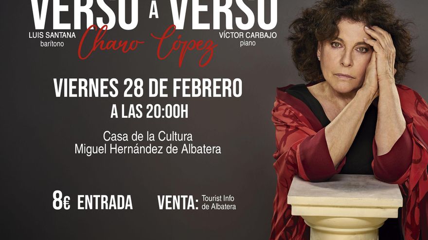 La actriz Charo López lleva el recital &quot;Verso a Verso&quot; a Albatera el 28 de febrero