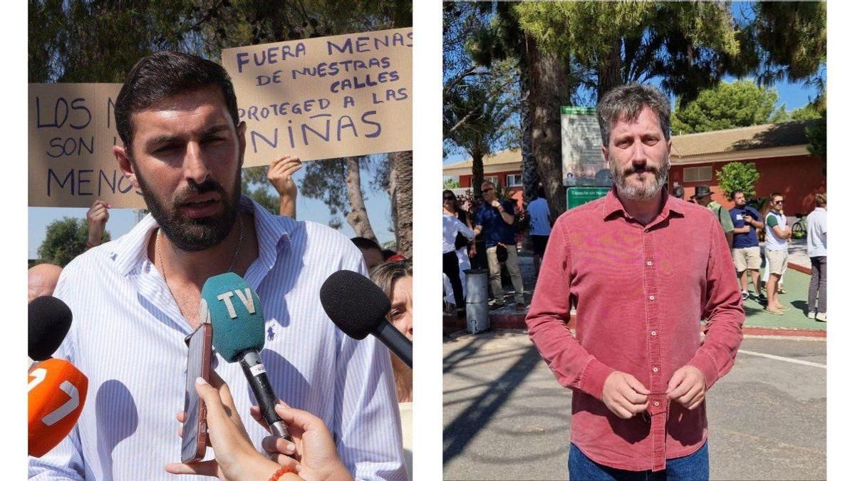 José Ángel Antelo y Víctor Egío en la concentración de esta mañana en Alhama.