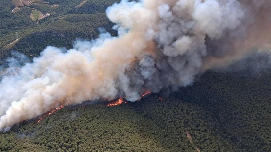 El incendio de Aiguamúrcia ya ha quemado 114 hectáreas y podría tener un potencial de un millar