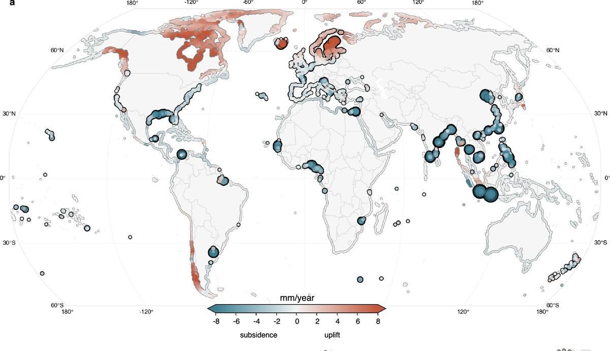 Mapa del riesgo de subsidiencia en áreas costeras