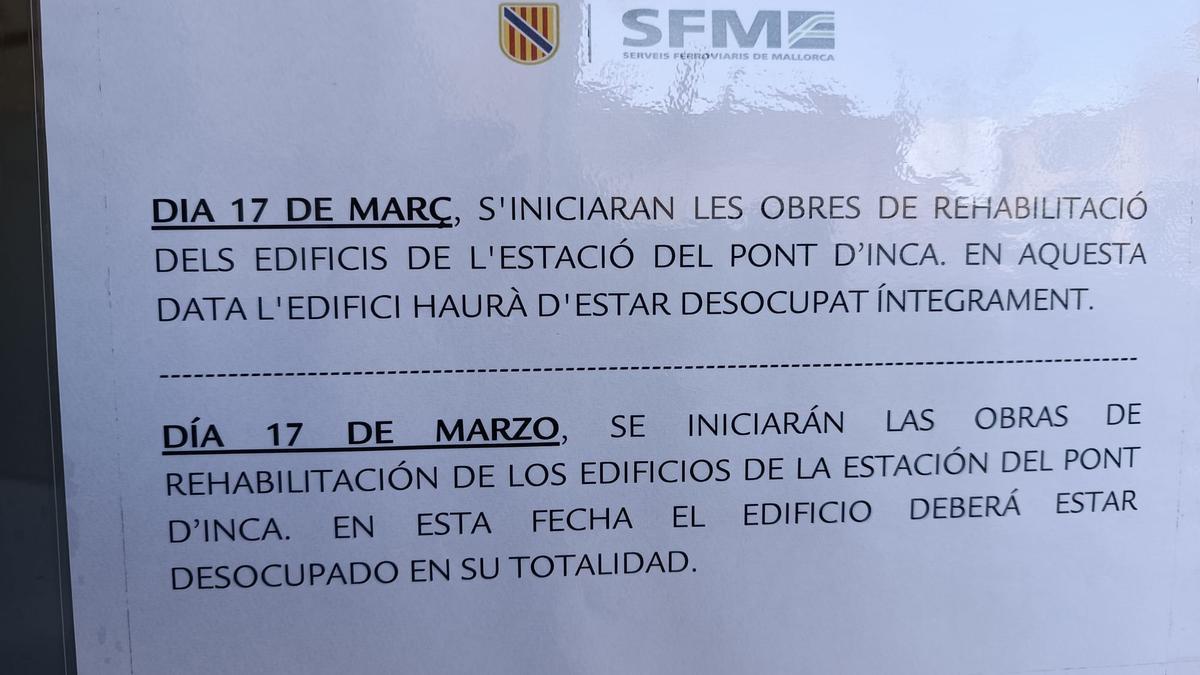 Aviso de SFM informando de que el local tenía que ser desocupado