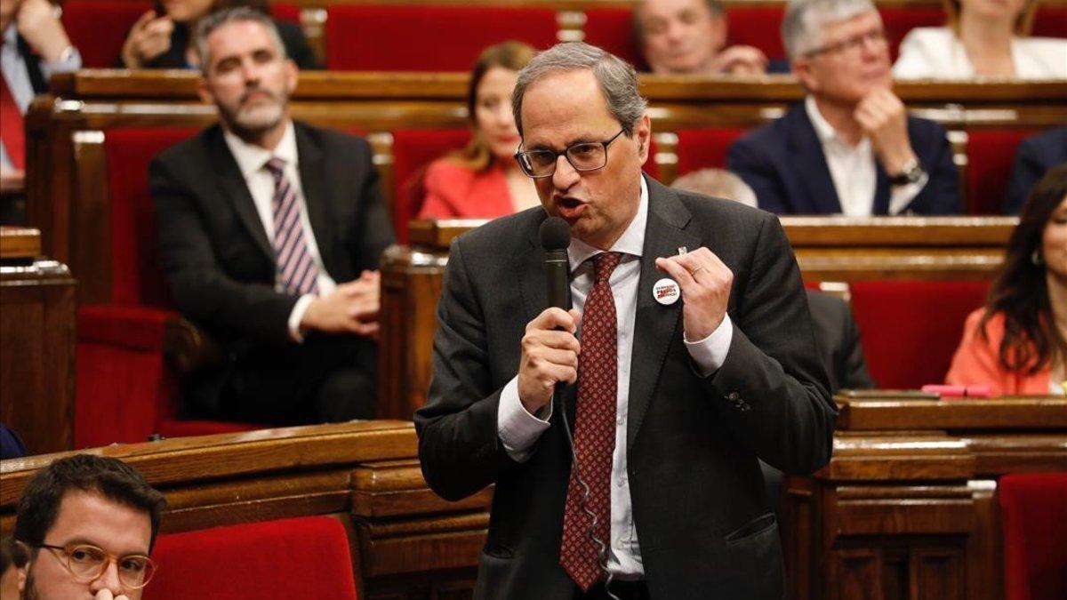 Quim Torra en el pleno del Parlament