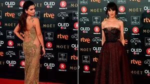 L’alfombra vermella dels premis Goya 2018 desafia el fred, Mónica Cruz i Belén Cuesta.