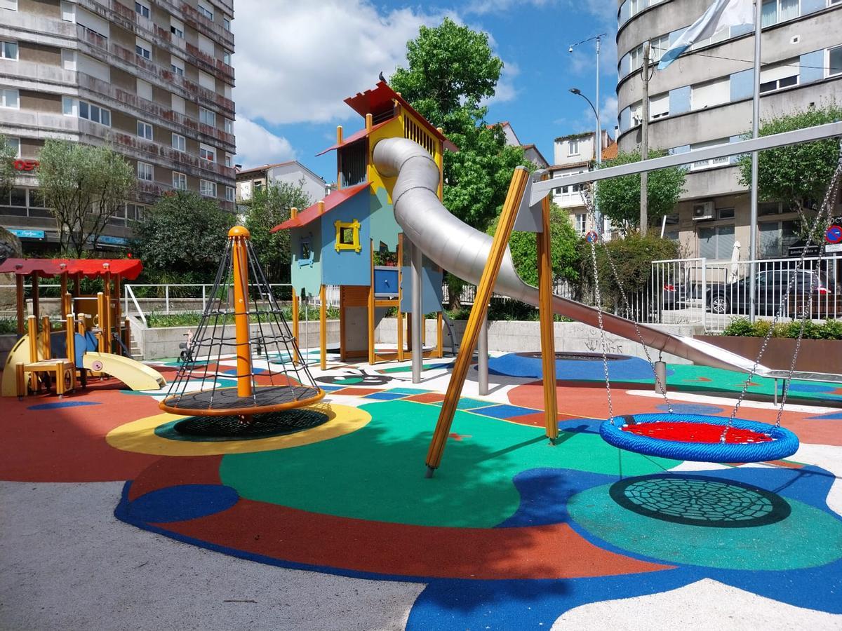 Estado actual del parque da Praza de Vigo tras su puesta a punto