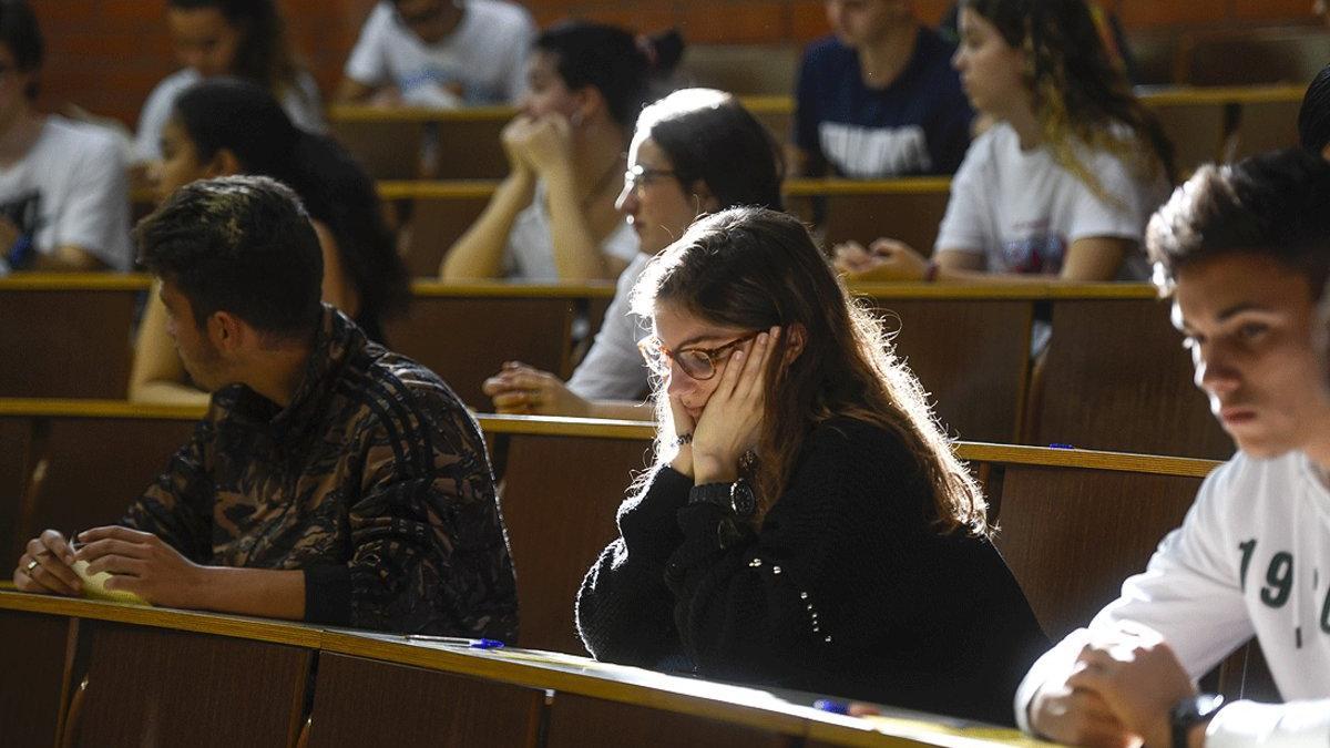 Pruebas de acceso a la universidad en la Facultad de Biología de la Universitat de Barcelona, en junio del 2019